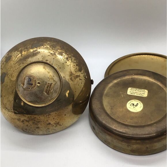 Brass Painted Basket and Lidded Box with Holiday Design - Picture 6 of 8